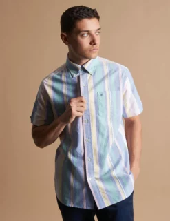 Short Sleeve Brighton Oxford Organic Stripe Shirt
