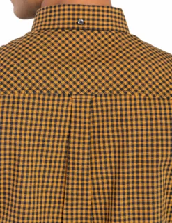 Long-Sleeve Classic Gingham Shirt - Mustard -clothing Shop ba18f48542 770.back detail