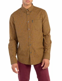 Long-Sleeve Classic Gingham Shirt - Mustard