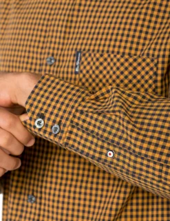 Long-Sleeve Classic Gingham Shirt - Mustard -clothing Shop ba18f48542 770.sleave detail