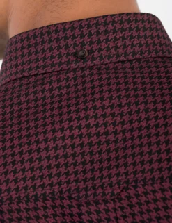 Long-Sleeve Dogtooth Print Shirt - Ruby -clothing Shop ba18f53081 046.neck detail