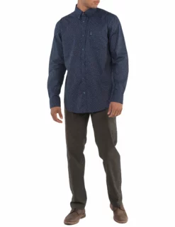 Long-Sleeve Two-Color Geo Print Shirt - Navy Blazer 9 Long-Sleeve Two-Color Geo Print Shirt - Navy Blazer -clothing Shop ba18f53085 b51.full