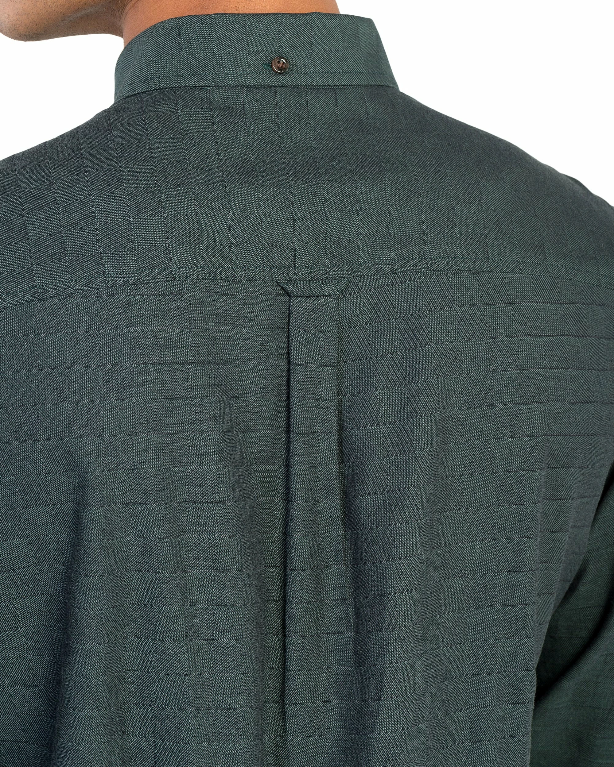 Long-Sleeve Switch Twill Shirt - Dark Green 4 Long-Sleeve Switch Twill Shirt - Dark Green - Image 4