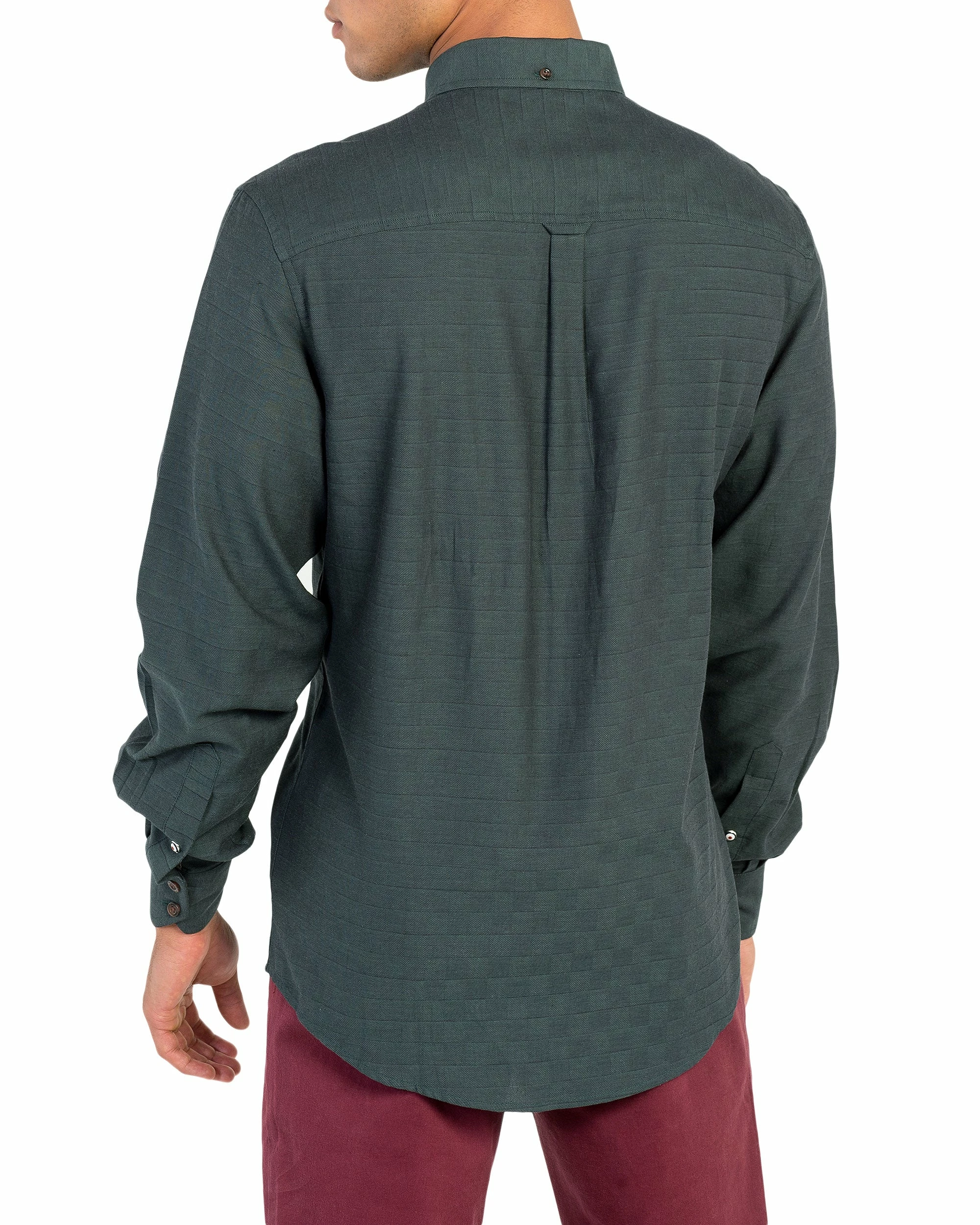 Long-Sleeve Switch Twill Shirt - Dark Green 2 Long-Sleeve Switch Twill Shirt - Dark Green - Image 2