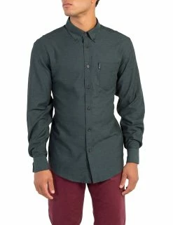 Long-Sleeve Switch Twill Shirt - Dark Green