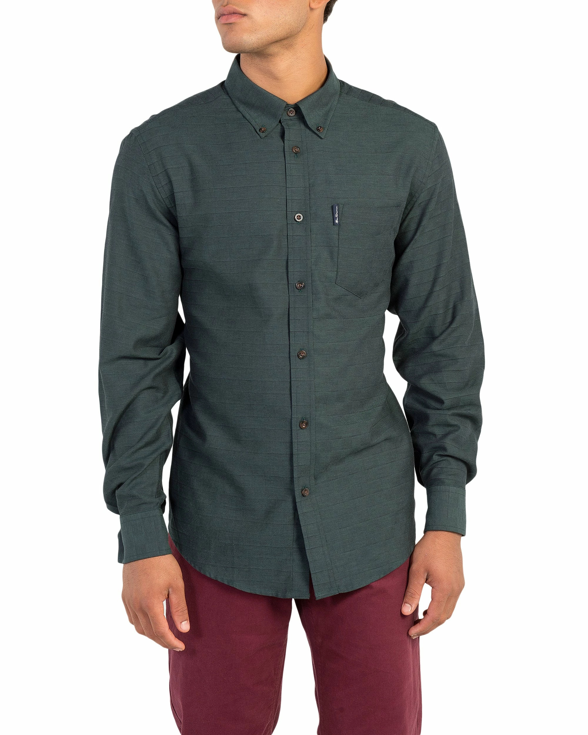 Long-Sleeve Switch Twill Shirt - Dark Green 1 Long-Sleeve Switch Twill Shirt - Dark Green