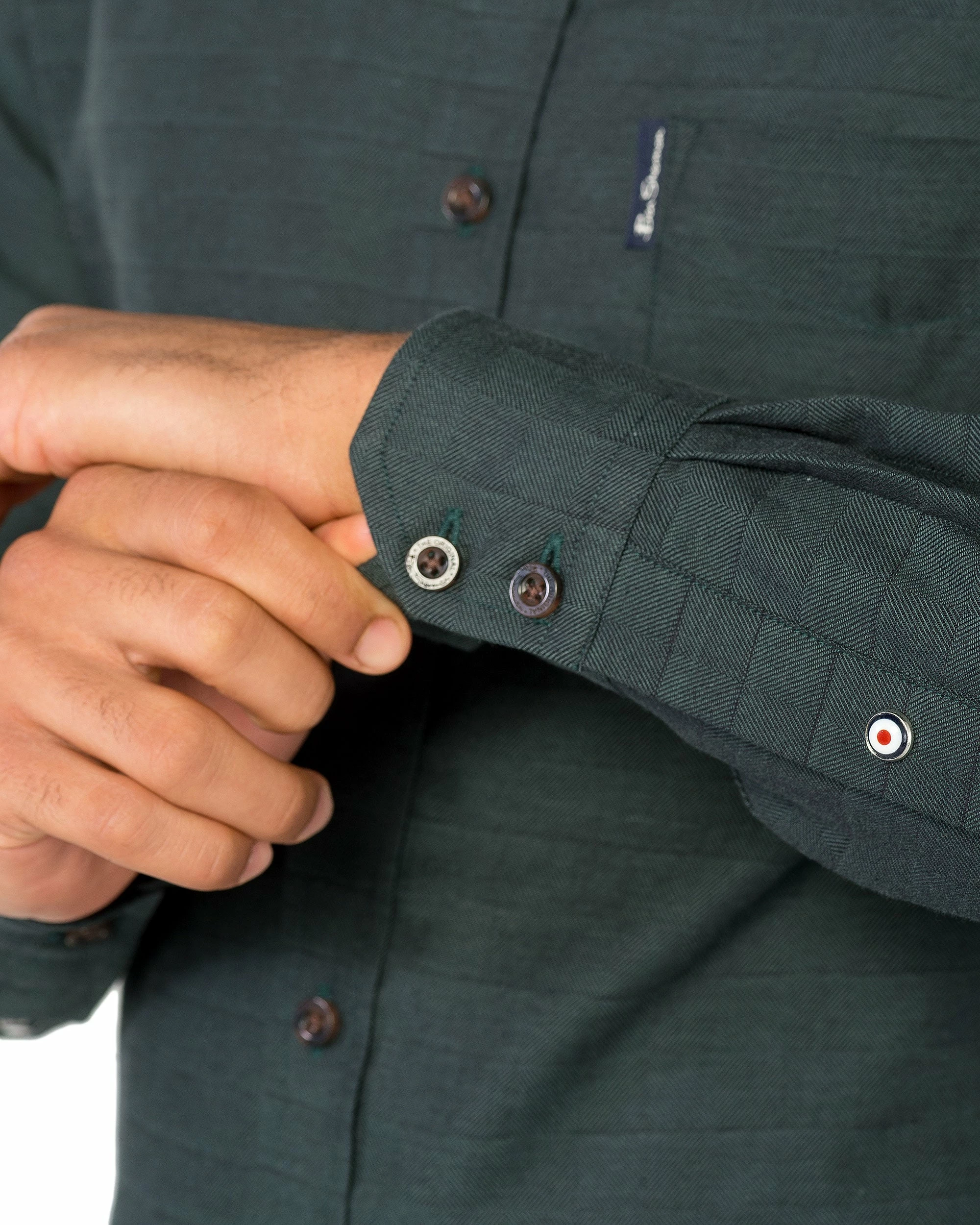 Long-Sleeve Switch Twill Shirt - Dark Green 5 Long-Sleeve Switch Twill Shirt - Dark Green - Image 5