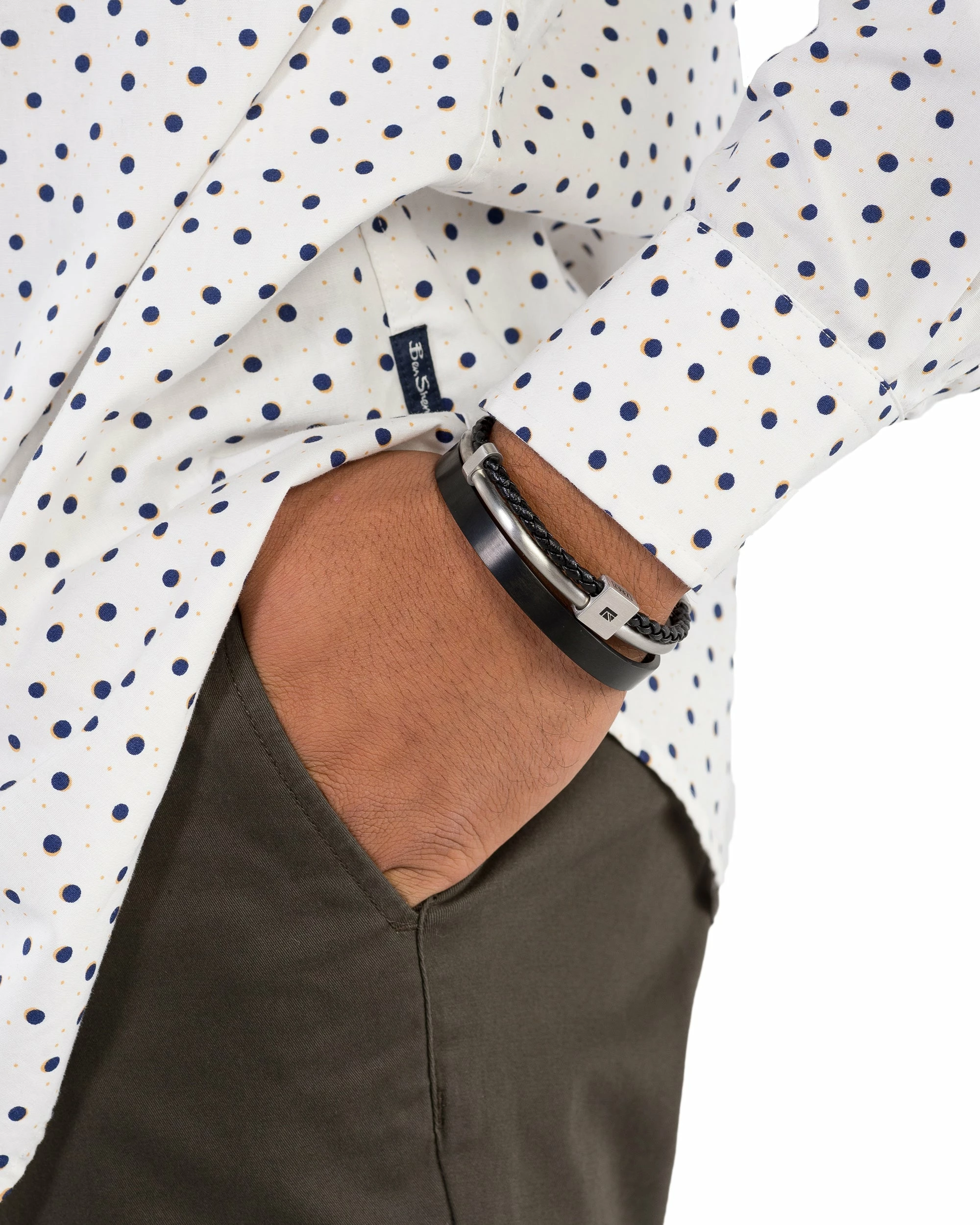 Long-Sleeve Shadow Spot Print Shirt - Snow White 4 Long-Sleeve Shadow Spot Print Shirt - Snow White - Image 4