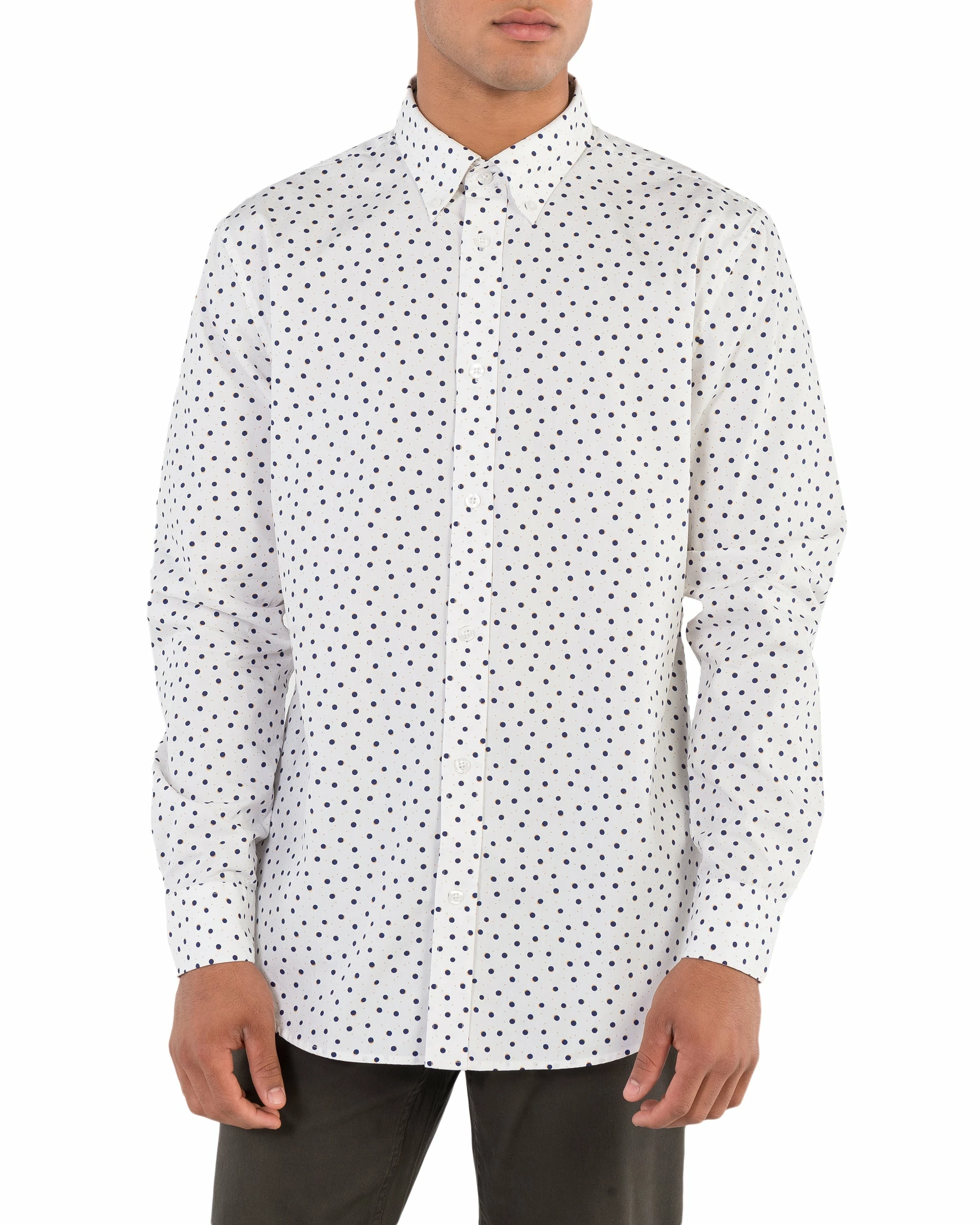 Long-Sleeve Shadow Spot Print Shirt - Snow White 1 Long-Sleeve Shadow Spot Print Shirt - Snow White