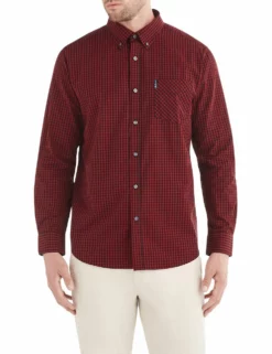 Long-Sleeve Classic Gingham Shirt - Red