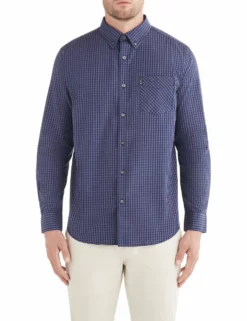 Long-Sleeve Classic Gingham Shirt - Astral Aura