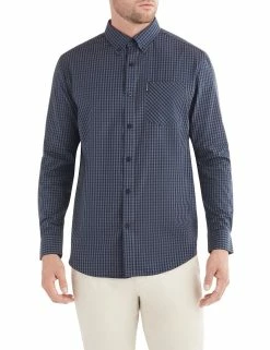Long-Sleeve Classic Gingham Shirt - Navy Blazer