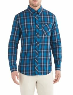 Long-Sleeve Traditional Plaid Shirt - Lake Blue