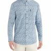 Long-Sleeve Leaves Over Gingham Shirt - Light Blue