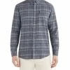 Long-Sleeve Herringbone Mini Check Shirt - Blue Grey