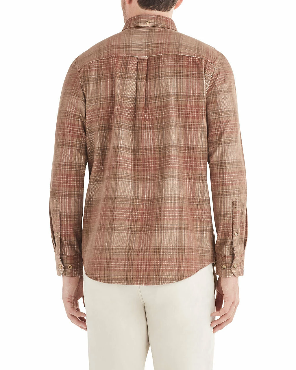 Long-Sleeve Tonal Cord Plaid Shirt - Terra Cotta 2 Long-Sleeve Tonal Cord Plaid Shirt - Terra Cotta - Image 2