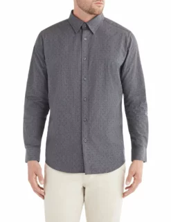 Long-Sleeve Diamond Clip Shirt - Grey