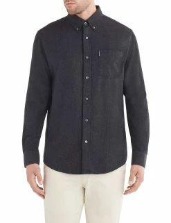 Long-Sleeve Twisted Brushed Shirt - Grey