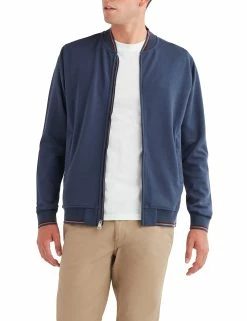 Tipped Scuba Bomber Jacket - Navy