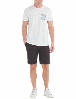 Brushed Stretch Cotton Short - Dark Navy -clothing Shop bg18s14014 025 script stretch sueded short dark navy fullbody