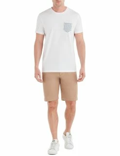 Brushed Stretch Cotton Short - Stone -clothing Shop bg18s14014 bn9 script stretch sueded short stone fullbody