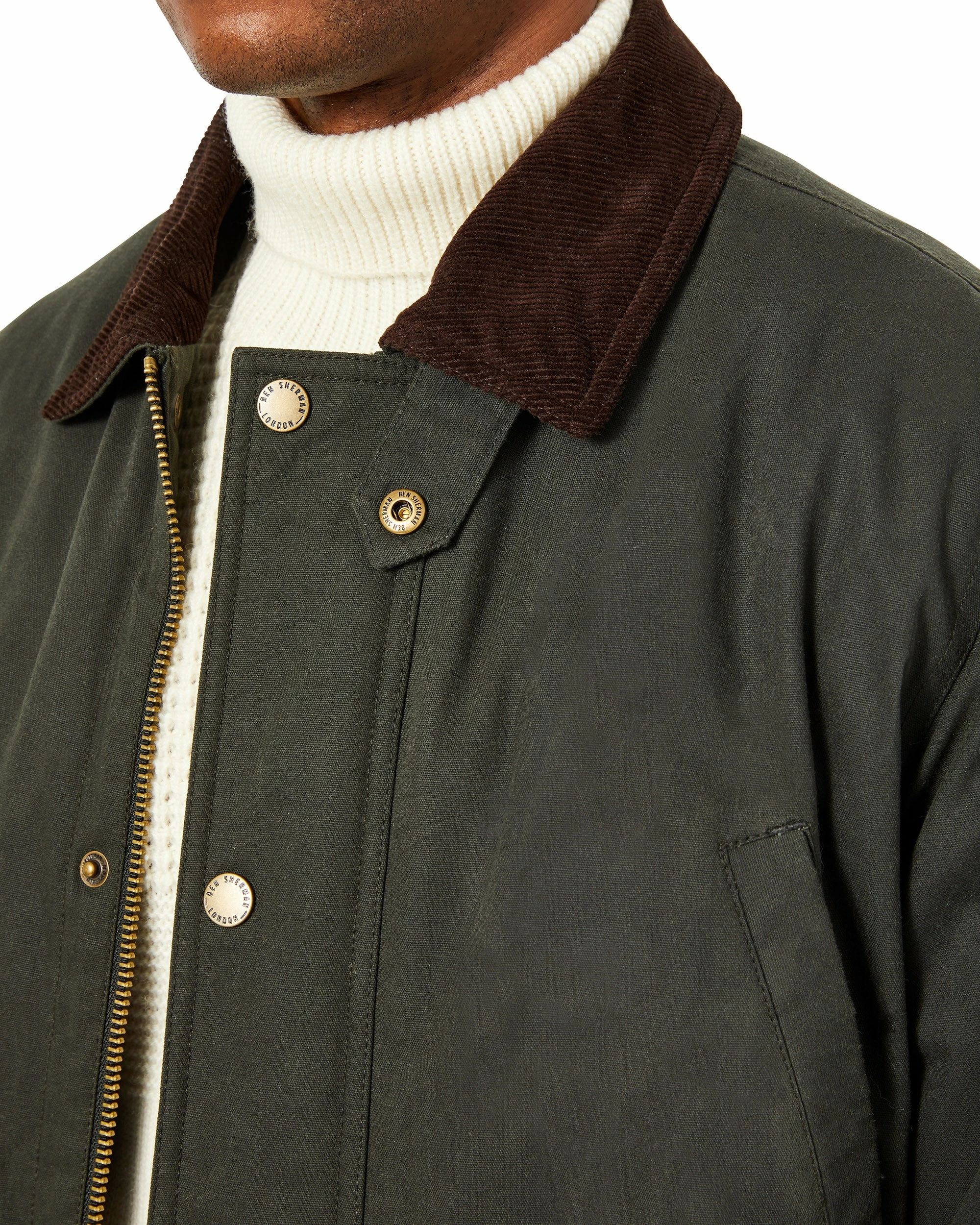 Men's Coated Cotton Jacket With 2 Oz. Fill - Loden 3 Men's Coated Cotton Jacket With 2 Oz. Fill - Loden - Image 3