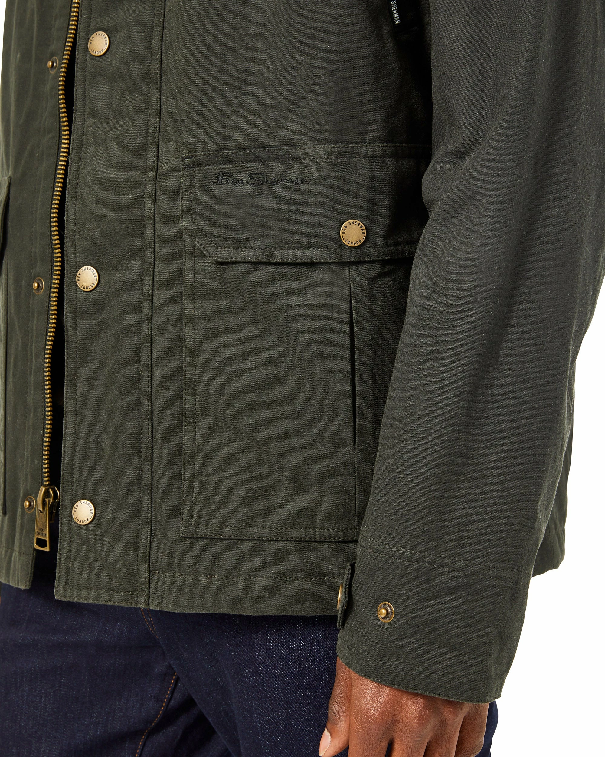 Men's Coated Cotton Jacket With 2 Oz. Fill - Loden 4 Men's Coated Cotton Jacket With 2 Oz. Fill - Loden - Image 4