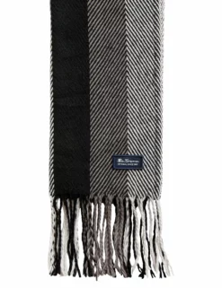 Men's Herringbone Stripe Scarf - True Black/Odyssey Grey -clothing Shop bss173 mens herringbone stripe scarf true black odyssey grey 3