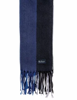 Men's Striped Herringbone Scarf - Silver Bullet/True Blue -clothing Shop bss187 mens striped herringbone scarf silver bullet true blue 3