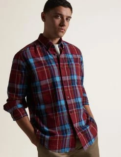 Madras Check Linen Blend Long-Sleeve Shirt