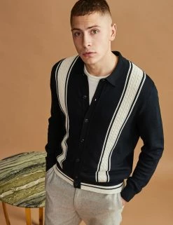Mod Striped Long-Sleeve Knit Polo - Black -clothing Shop custom resized 12ec5565 157a 410b abe8 550a4dbe44f9