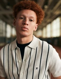 B By Ben Sherman Striped Button-Down Knit Polo