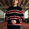 B By Ben Sherman Striped Chunky Knit Sweater - Navy