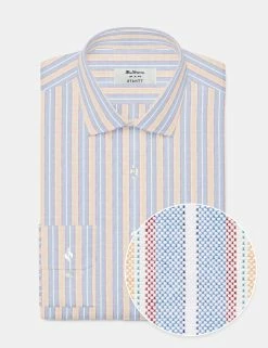 Custom Brighton Oxford Organic Shirt - Collegiate Blue Stripe