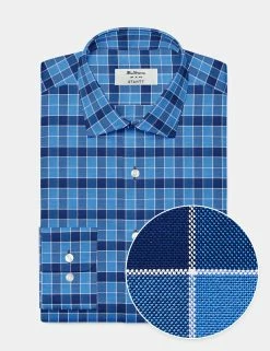 Custom Brighton Oxford Organic Shirt - Navy Gingham