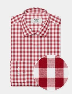 Custom House Poplin Gingham Shirt - Merlot