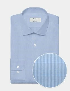 Custom Performance Houndstooth Shirt - Light Blue