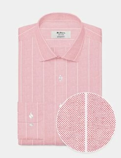 Custom Brighton Oxford Organic Shirt - Light Red Chalk Stripe