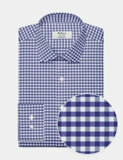 Custom Performance Gingham Shirt - Indigo