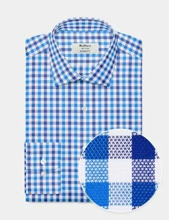 Custom Heritage Gingham Check Shirt - Blue