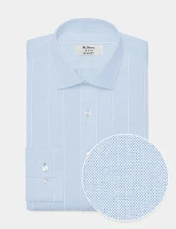 Custom Brighton Oxford Organic Shirt - Ocean Blue Chalk Stripe