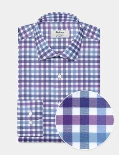 Custom Performance Gingham Shirt - Multi Blue & Purple