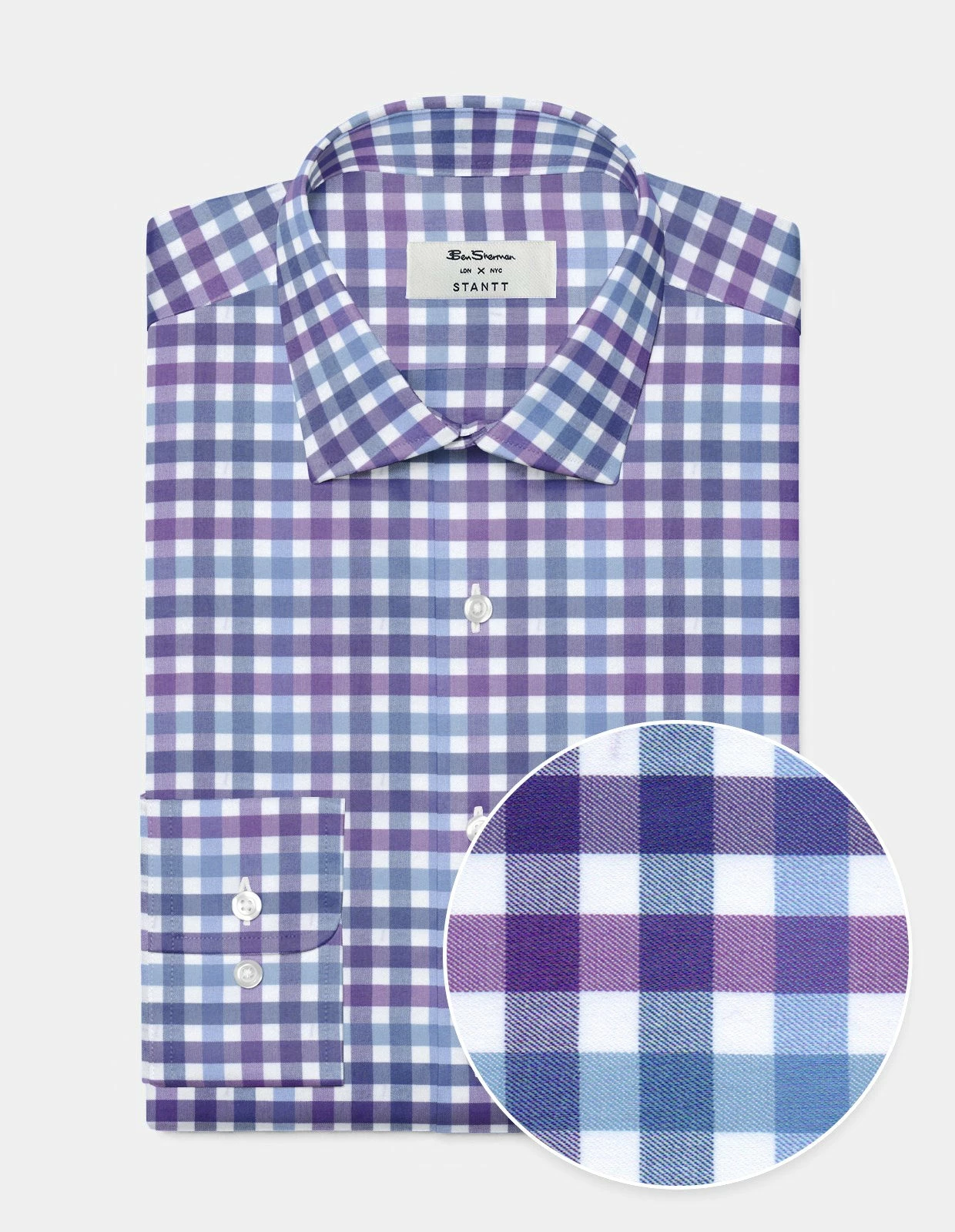 Custom Performance Gingham Shirt - Multi Blue & Purple 1 Custom Performance Gingham Shirt - Multi Blue & Purple