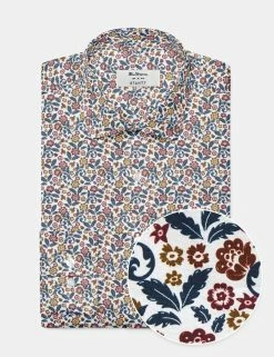 Custom British Floral Shirt - Dark Blue