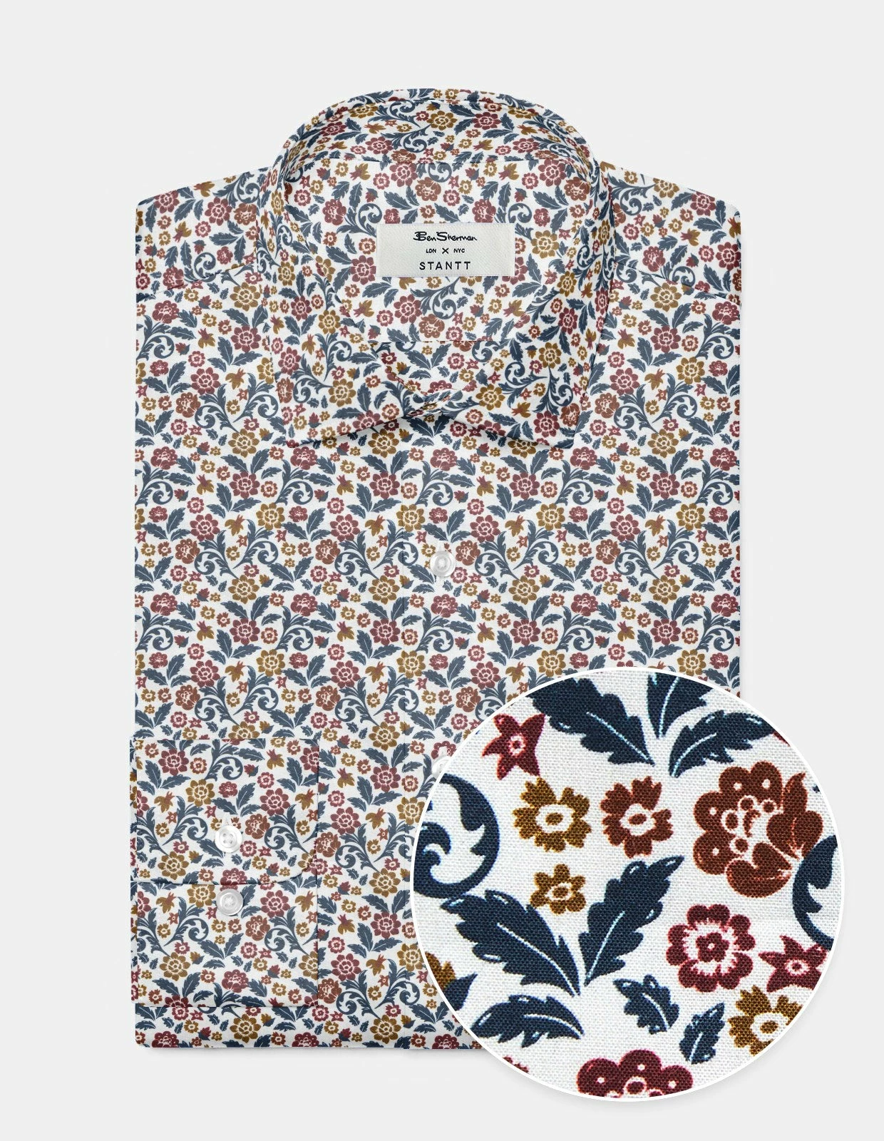 Custom British Floral Shirt - Dark Blue 1 Custom British Floral Shirt - Dark Blue