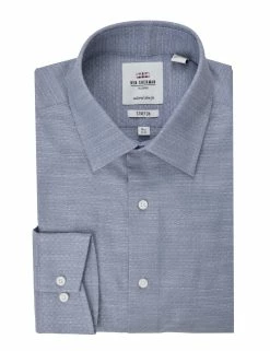 Stretch Tailored Slim Fit Dress Shirt - Blue