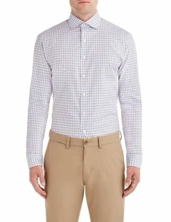 Rose & Blue Dobby Check Slim Fit Dress Shirt