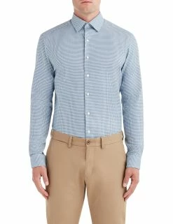 Blue EOE Dobby Houndstooth Slim Fit Dress Shirt