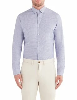 Purple & Navy Jasper Houndstooth Slim Fit Dress Shirt