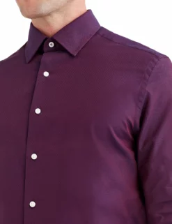Wine Irridescent Diamond Dobby Slim Fit Dress Shirt -clothing Shop hbs2727 680 wine irridescent diamond dobby dress shirt wine closeup